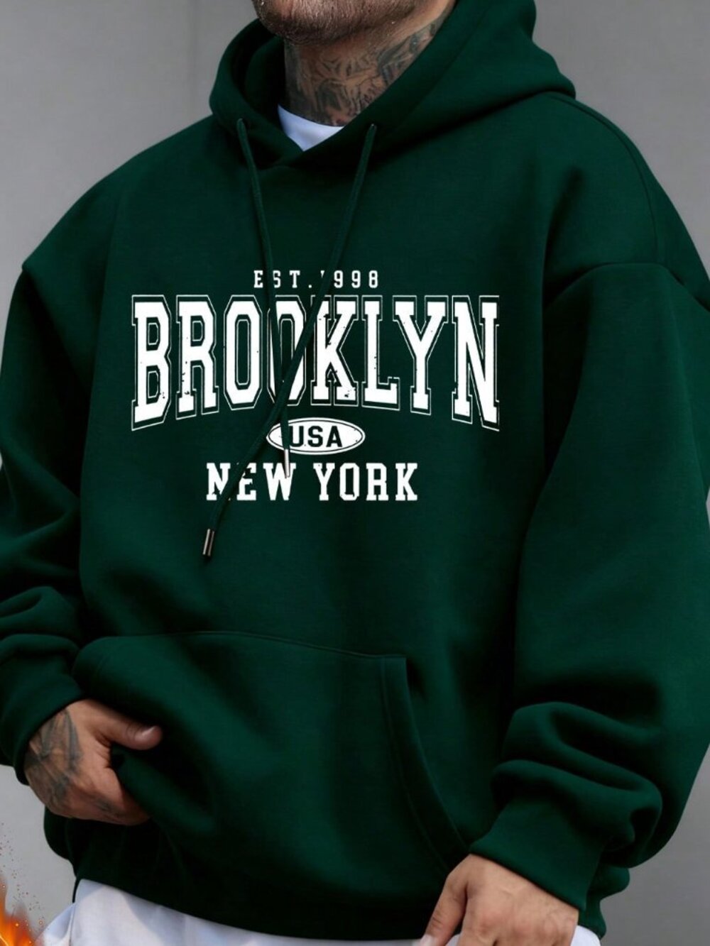 Green Casual Men's Casual Loose Hoodie